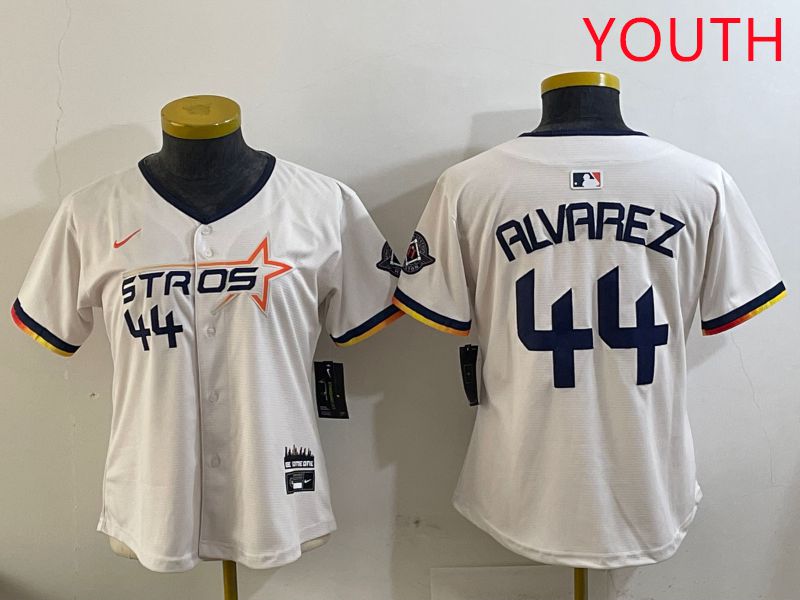 Youth Houston Astros #44 Alvarez Cream Three generations Joint Name 2025 Nike MLB Jersey style 6